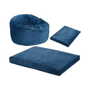 Canapé pouf moderne surdimensionné en velours, une place, avec mousse à mémoire de forme, hauteur réglable, design confortable pour salon familial - Product Image 6