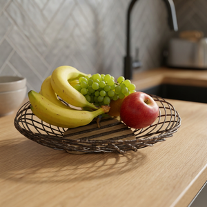 <b>Round</b> Metal Fruit <b>Basket</b> Iron <b>Storage</b> Container Durable Simple Design Kitchen Use Single Tier Welded Construction - Product Image 6