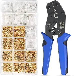 AOWIFT Wire Terminal Crimping Tool Kit Ratcheting Wire Crimper AWG 22-160.5-1.5mm with 500PCS Female Male Connectors