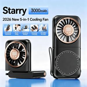 Descuento para Compradores Tempranos: Ventilador de Mano de Plástico Negro, Mini Ventilador de Mano de Plástico para Niños, Ventilador de Mano LED Clase A - Product Image 1