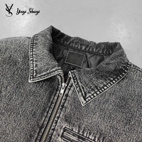 YYSY Veste d'hiver en jean pour hommes avec broderie d'étiquettes lavées vintage de haute qualité