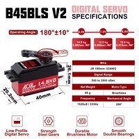 AGFRC B45BLS V2 HV 48g 0.062Sec Moteur Brushless à Engrenages Métalliques Programmable Numérique à Modulation de Largeur d'Impulsion 4.8-6V Double pour Jouet Radiocommandé