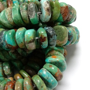Perle di Heishi turchese africano naturale 12-15mm piccolo disco sottile Rondelle vibrante blu verde turchese pietra preziosa non trattata - Product Image 3