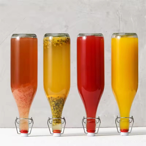 <span class=keywords><strong>Bouteille</strong></span> en verre scellée ronde transparente de haute qualité 250ml 500ml 750ml bouteilles de brassage de bière en verre à dessus pivotant avec rabat - Product Image 3