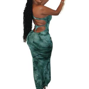 섹시한 원숄더 드레스 프린트 풀 루프 슬리브리스 홀터 바디콘 드레스 여성 패션 - Product Image 4