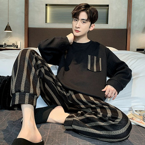 <span class=keywords><strong>Pijamas</strong></span> de Poliéster Elástico y Transpirable para Hombre, Estilo Moderno para Estudiantes, Nueva Llegada Primavera/Otoño 2025, Manga Larga, Alto Atractivo - Product Image 2