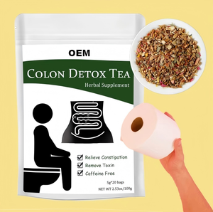 Thé Détoxifiant OEM pour la Santé du Côlon, Soulage la Constipation, à Base de Plantes (Sureau, Graines de Chanvre, Cassia), 20 Sachets de Thé de 5g Chacun, Boîte de 100g - Product Image 1