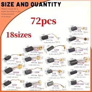Carbon Brush Set 72Pcs 18 Sizes For Impact Drills Circular <b>Saws</b> Angle Grinders <b>Power</b> Tool Replacement Parts - Product Image 3