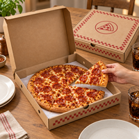 Boîtes à pizza en carton ondulé kraft imprimées sur mesure, avec couvercle à charnière carré, pour la livraison et la vente à emporter des pizzerias
