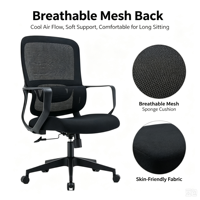 Chaise de bureau ergonomique pliable en maille avec roulettes silencieuses et réglage en hauteur pour salle de formation et bureau