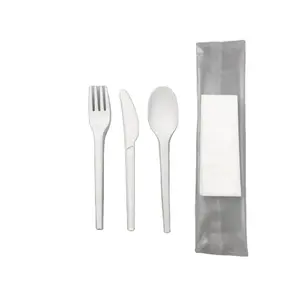 Tự Chọn Đồ Dùng Phục Vụ Dao Kéo 100% Phân Hủy Sinh Học Spoon Fork Knife Set Pla Pouch