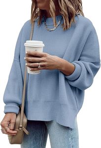 Womens Oversized Tunic Sweaters Fall <strong>Slouchy</strong> Long Sleeve Ribbed Knit Side Slit Pullover <strong>Jumper</strong> - Product Image 5