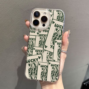 เคสโทรศัพท์แบบใสแวววาวสำหรับเล่นการ์ดที่โชคดีสำหรับ iPhone 17 16 15 14 13 12 PRO MAX กรอบ TPU เนื้อนิ่มกันกระแทกพร้อมเลนส์ป้องกัน - Product Image 1