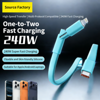 STONGWIRE Hot 240W 2-in-1 Kabel USB Type-C Pipih Silikon Cair Konduktor Tembaga Murni Pengisian Cepat Transfer Data