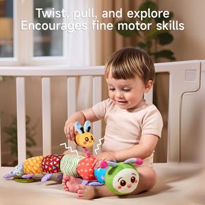 Tumama niños juguetes educativos de peluche colorido abeja retráctil Sasa sonidos sonajero de peluche lindo oruga tiempo de barriga juguetes para bebés - Product Image 3