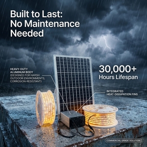 KHT Original IP65 Bande lumineuse <span class=keywords><strong>LED</strong></span> extérieure 5M Rétro-éclairage fixable pour paysage <span class=keywords><strong>Solaire</strong></span> doux Pas de facture d'électricité pour les bars à café PVC - Product Image 4