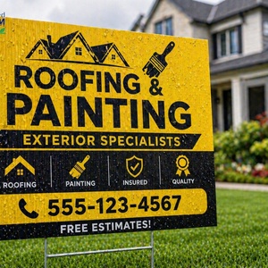 Panneaux de chantier personnalisés étanches pour entrepreneurs, signalétique de marketing pour services de toiture, peinture et nettoyage - Product Image 1