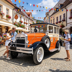 Coche Eléctrico Turístico Clásico Vintage con Estilo de Ruedas Personalizado, Interior Espacioso para Recorridos de Huéspedes en Resorts Turísticos - Product Image 1