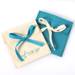 Cotton Canvas Envelope Pouch Recyclable Jewelry Packaging Bags Underwear Clothing Shoes <b>Socks</b> <b>Cream</b> Teal Dust Sack Tie Closure - Product Image 4