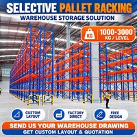 Rayonnages à palettes sélectifs pour grandes entrepôts industriels avec accès direct à chaque palette