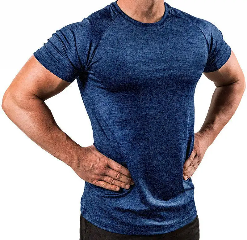 피트니스 티셔츠 남성 근육 티셔츠 빠른 건조 달리기 운동 운동 체육관 스포츠 뜨거운 판매 폴리에스터 캐주얼 짠 일반 염색
