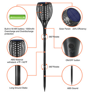 Lampe solaire à 96 LED effet flamme, étanche IP65, pour jardin, pelouse, cour, éclairage d'ambiance extérieur - Product Image 3
