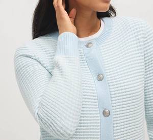 Cárdigan Elegante de Tweed a Cuadros con Bordado a Mano y Botones en la Parte Delantera para Todas las Temporadas - Product Image 4