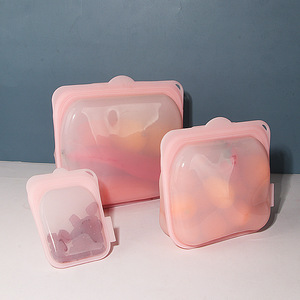 Reusable Food Bag Storage Dishwasher Safe Food Grade Leakproof Silicone Freezer Clear Travel Cosmetic Bags