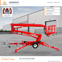 CATHAYLIFT 200kg 10m elektrikli adam kaldırıcı teleskopik bomlu bomlu kaldırıcı çalışma platformu