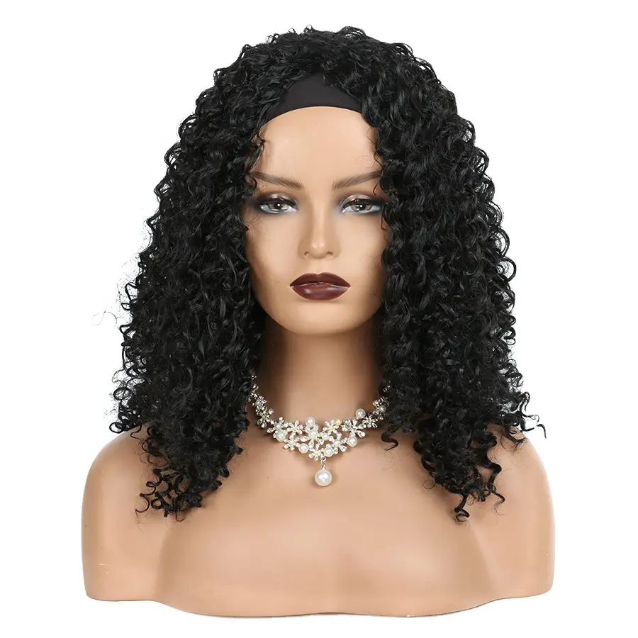 Headband Wig Deep Water Wavy Afro Kinky Curly African American Glueless Synthetic Straight Wholesale Cheap Short Black Brown