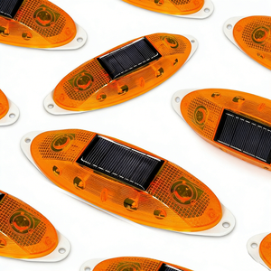 Delineateur de circulation solaire en forme elliptique, clignotant, en plastique, avec réflecteur pour garde-corps - Product Image 1