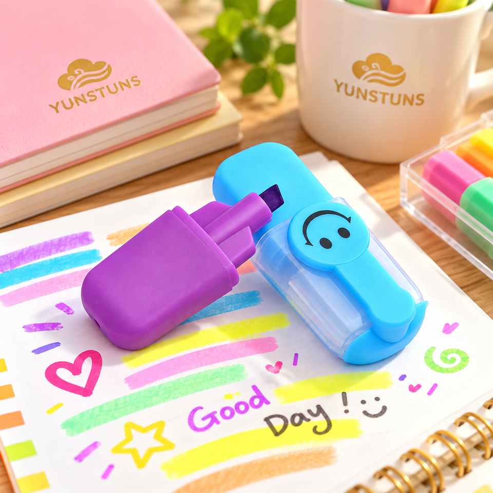 Promotional Highlighters Custom Logo 6 Color Plastic Body Smile Design ...