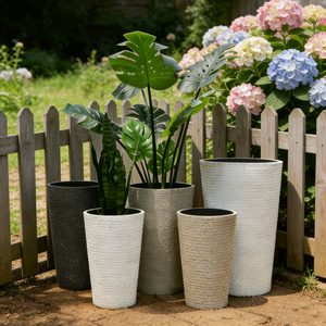 Grands bacs à plantes ronds et hauts pour jardin, grands pots à fleurs en plastique - Product Image 4
