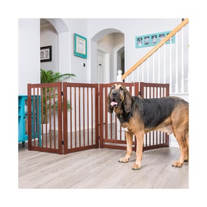 Puerta para mascotas independiente de alta calidad para casa de madera para perros, barrera interior, valla de seguridad de madera plegable para perros a la venta - Product Image 3