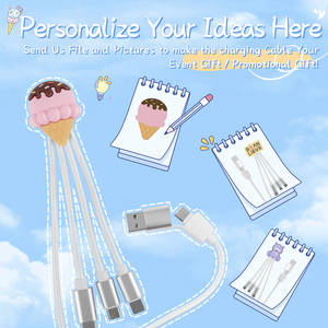 Cavo di Ricarica Multihead dal Design Originale a Forma di Gelato, Regalo Promozionale, Cavo USB Type-C Intrecciato in Nylon Carino 4 in 1 da 1m - Product Image 2