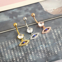 Yeux de haute qualité balancent nombril anneaux nombril piercing en gros 3 couleurs mélange acier inoxydable ventre nombril barre pour bijou de corps