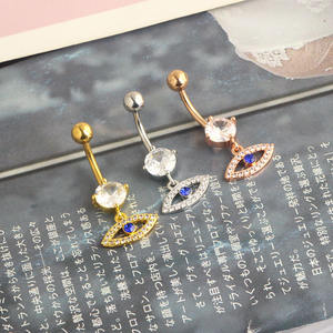 Kualitas tinggi mata menjuntai pusar tombol cincin tindik pusar grosir 3 warna campuran baja nirkarat pusar bar untuk tubuh permata - Product Image 4