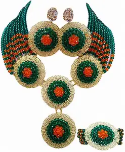 African Beads Jewelry Set Nigerian Wedding Necklace And Earrings For Women