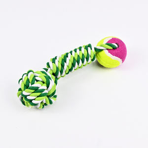 Vendita diretta della fabbrica cinese giocattoli per animali domestici giocattoli per cani divertenti giocattoli interattivi bella corda di cotone colorato cane che morde giocattolo con palla da tennis - Product Image 5