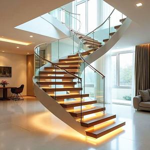 Escalera personalizada interior de alta calidad <span class=keywords><strong>Caracol</strong></span> moderno Interior Villa Circular Starcase Escaleras de hierro <span class=keywords><strong>en</strong></span> espiral de lujo de Foshan - Product Image 5