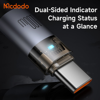 Câble USB-C Mcdodo 558/694 100W / 36W en alliage d'aluminium avec boîtier transparent et voyant de charge, nouveau câble de 1,2 m pour accessoires mobiles