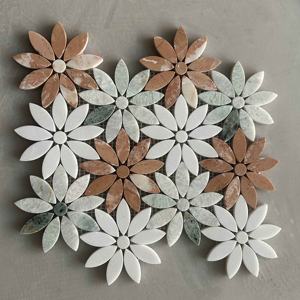 Free Matching Mix Color Waterjet Cut Natural Marble Stone <b>Tile</b> For Kitchen Bathroom Wall <b>Decorative</b> Art Mosaic - Product Image 2