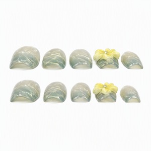 Faux ongles à presser vert menthe français, motif floral scintillant, couvrance totale, longueur moyenne, avec colle pour doigts - Product Image 4