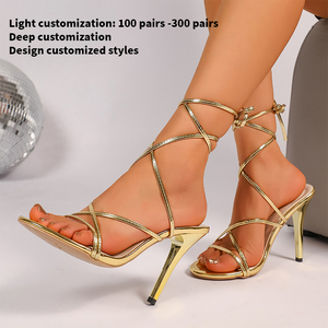 Sandali Estivi Sexy da Donna <span class=keywords><strong>con</strong></span> <span class=keywords><strong>Tacco</strong></span> Alto, Punta Aperta, Lacci, Cinturini a X e Cinturini <span class=keywords><strong>alla</strong></span> <span class=keywords><strong>Caviglia</strong></span>, <span class=keywords><strong>con</strong></span> <span class=keywords><strong>Tacco</strong></span> Sottile Ultra-lungo - Product Image 6