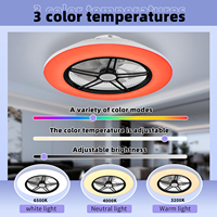 Ventilateur de plafond intelligent Tuya WiFi 22 pouces avec lumière RGB, haut-parleur Bluetooth, moteur DC et application intelligente pour salle multimédia, personnalisable OEM – Stock usine