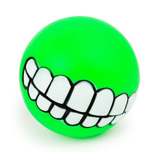 Komik dayanıklı çevre dostu köpek oyuncak gülümseme kauçuk topu Squeaky özelliği ile interaktif eğitim için - Product Image 4