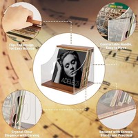 Étagère de présentation de disques vinyles en bois, organisateur de rangement de bureau pour disques vinyles, albums, magazines, livres et CD