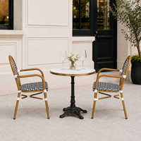 Fauteuil de bistrot français d'extérieur, structure en aluminium, chaise en rotin PE pour café et jardin