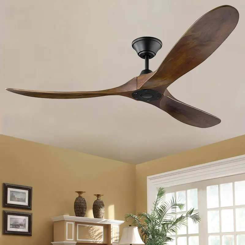 CSLIDO Modern Home Wooden LED Ceiling Fans With Remote Control Large 60 70 88 Inch Wood Blades Ceiling Fan With Light