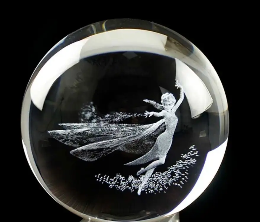 Atacado casa decoração personalizada imagens 3d laser gravado bola de vidro de cristal esferas da china fábrica